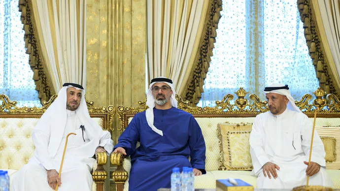 Khaled bin Mohamed bin Zayed offers condolences to Dr. Mohamed Al Badi on the passing of his mother