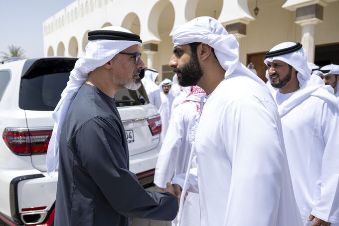 Khaled bin Mohamed bin Zayed offers condolences on the passing of Meera bint Rashid Al Mazrouei