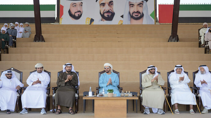 Hamdan bin Zayed honours winners of camel mazayna at conclusion of 17th Al Dhafra Festival