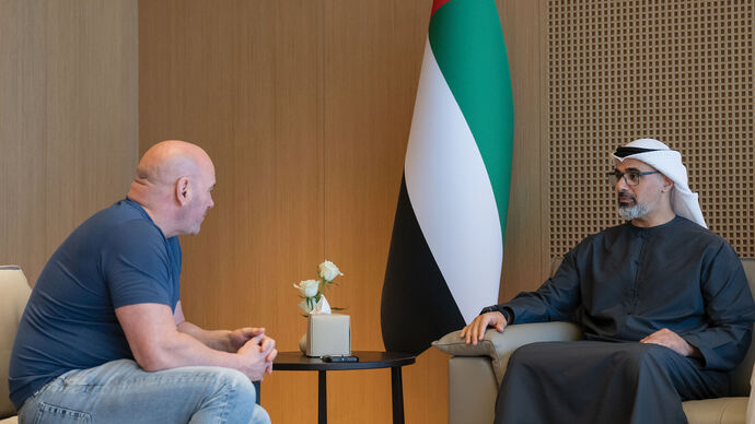 Khaled bin Mohamed bin Zayed receives Dana White, CEO and President of UFC