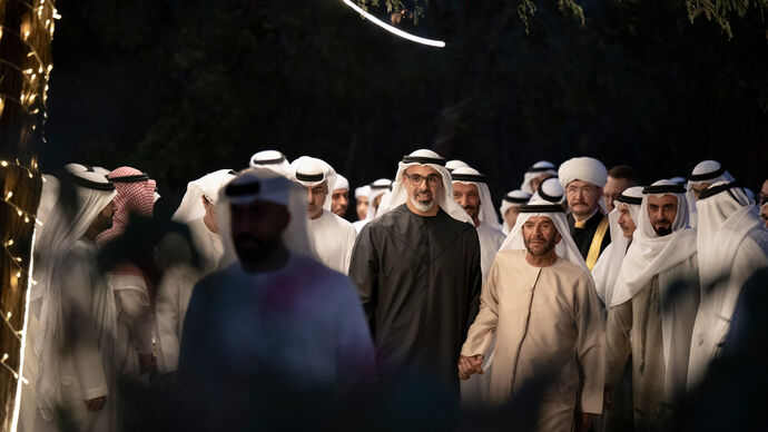 Khaled bin Mohamed bin Zayed visits Suroor bin Mohammed and exchanges Ramadan greetings