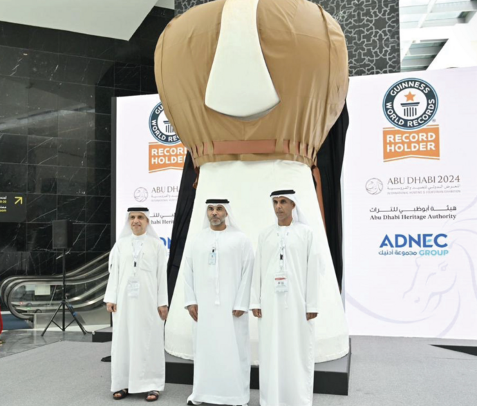 Organised by Abu Dhabi Heritage Authority and ADNEC Group, Abu Dhabi International Hunting and Equestrian Exhibition sets Guinness World Record for largest falcon hood