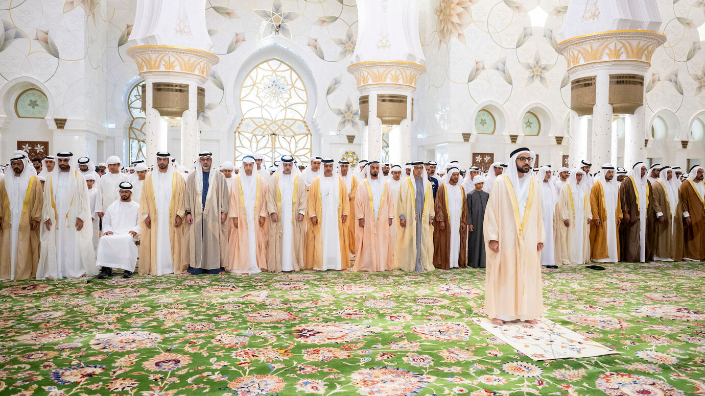 Mansour bin Zayed, Khaled bin Mohamed bin Zayed and Sheikhs perform Eid ...