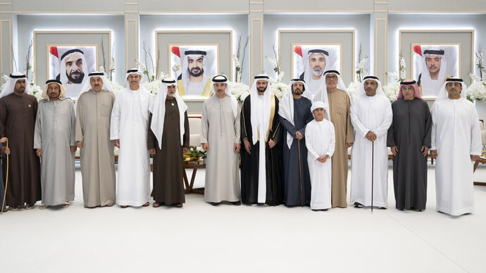 Hazza bin Zayed attends Khalifa Hadef Jouan Al Dhaheri wedding reception