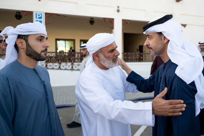 Hazza bin Zayed offers condolences on the passing of Khaled Saeed Obaid Al Dhaheri