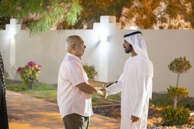 Khalifa bin Tahnoon bin Mohammed offers condolences on the passing of Dr George Mathew’s wife