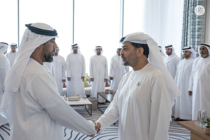 Hamdan bin Zayed receives top-performing 12th grade students in Al Dhafra Region