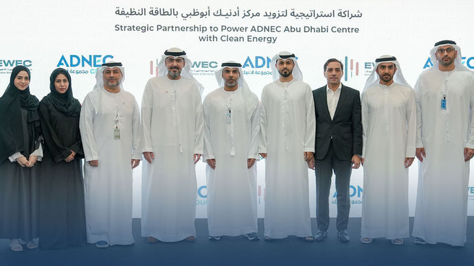 ADNEC Group and Emirates Water and Electricity Company partner to make ADNEC Centre Abu Dhabi first and largest clean energy event venue in the Middle East region