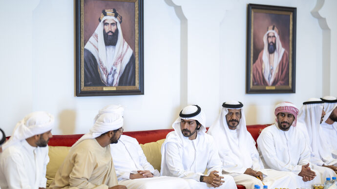 Khalifa bin Tahnoon bin Mohammed and Zayed bin Tahnoon bin Mohammed offer condolences on the passing of Salim Abdullah Al Aryani