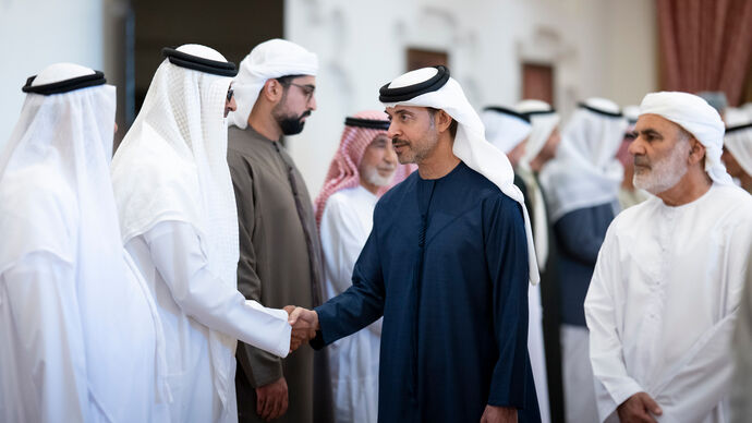 Hazza bin Zayed offers condolences on the passing of Khaled Saeed Obaid Al Dhaheri