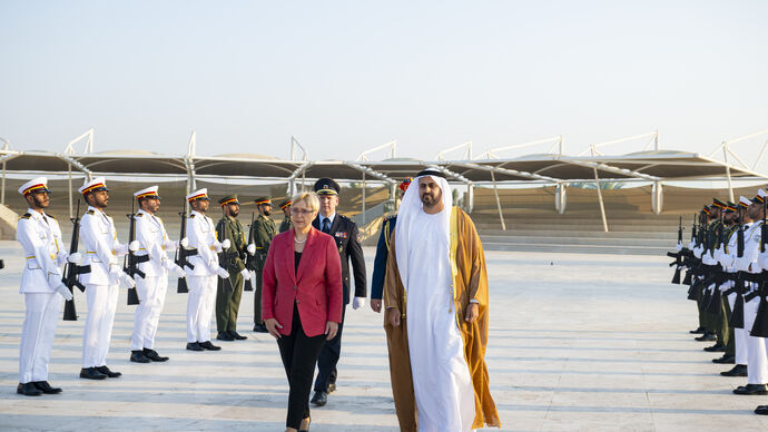 Theyab bin Mohamed bin Zayed receives President of Slovenia at Wahat Al Karama