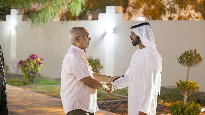 Khalifa bin Tahnoon bin Mohammed offers condolences on the passing of Dr George Mathew’s wife