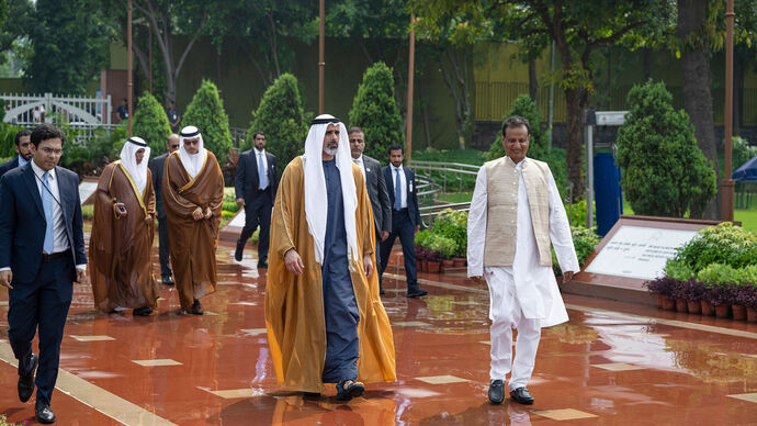 Crown Prince of Abu Dhabi visits shrine of Mahatma Gandhi and plants tree saplings at Raj Ghat memorial