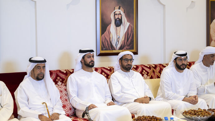 Zayed bin Hamdan bin Zayed offers condolences to Faris Khalaf Al Mazrouei on the passing of his mother