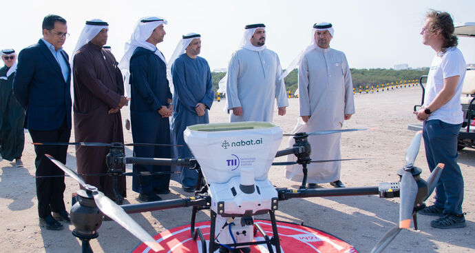 In cooperation with Nabat, Environment Agency – Abu Dhabi showcases innovative use of drones to plant mangroves in Bahrain as part of Abu Dhabi Mangrove Initiative