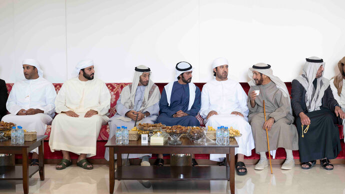 Khalifa bin Tahnoon bin Mohammed offers condolences on the passing of the wife of Saqr Saif Al Mehairbi