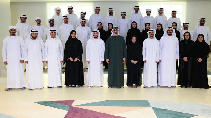 Khaled bin Mohamed bin Zayed meets Khotwa Scholarship Program Emirati students pursuing studies overseas